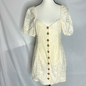 Free People 100% cotton Mini dress in Cream Eyelet